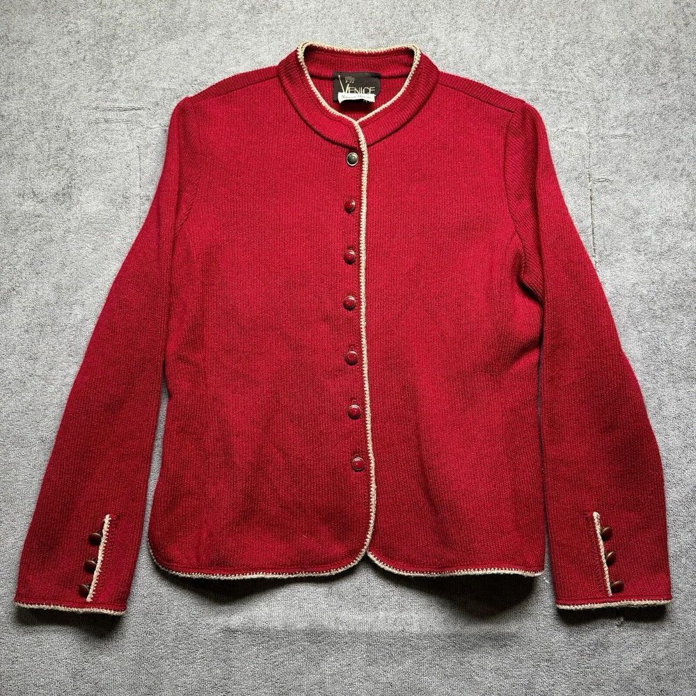 Vintage Venice Womens 14 Red Blazer Lady Jacket Military USA